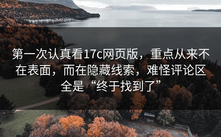 第一次认真看17c网页版，重点从来不在表面，而在隐藏线索，难怪评论区全是“终于找到了”