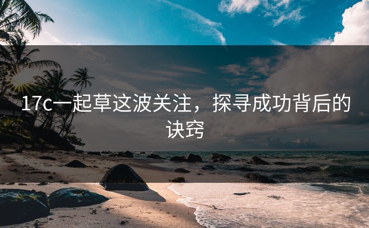 17c一起草这波关注，探寻成功背后的诀窍