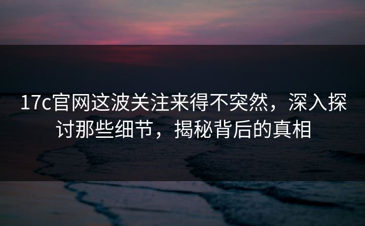 17c官网这波关注来得不突然，深入探讨那些细节，揭秘背后的真相