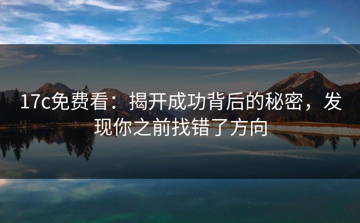 17c免费看：揭开成功背后的秘密，发现你之前找错了方向
