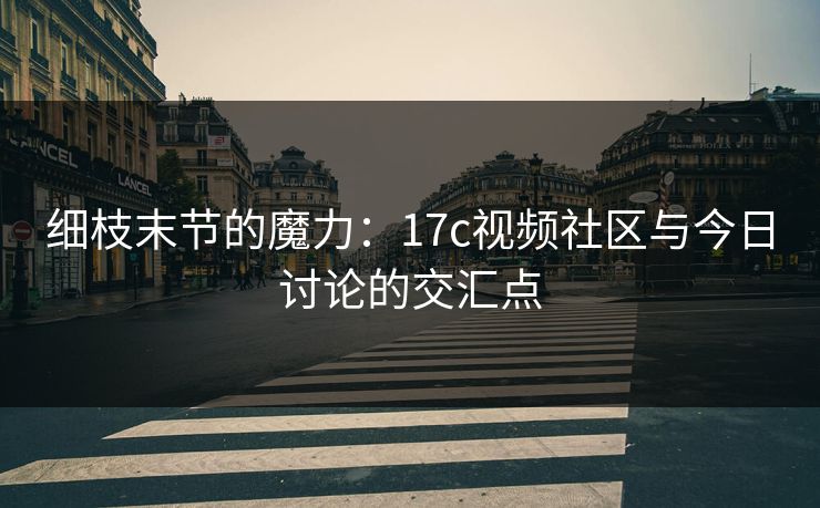 细枝末节的魔力：17c视频社区与今日讨论的交汇点