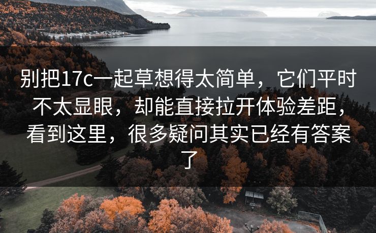 别把<strong>17C</strong>一起草想得太简单,它们平时不太显眼,却能直接拉开体验差距,看到这里,很多疑问其实已经有答案了