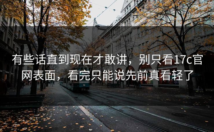 有些话直到现在才敢讲,别只看<strong>17C</strong>官网表面,看完只能说先前真看轻了