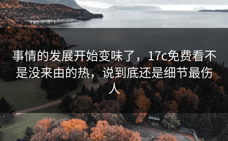 事情的发展开始变味了,<strong>17C</strong>免费看不是没来由的热,说到底还是细节最伤人
